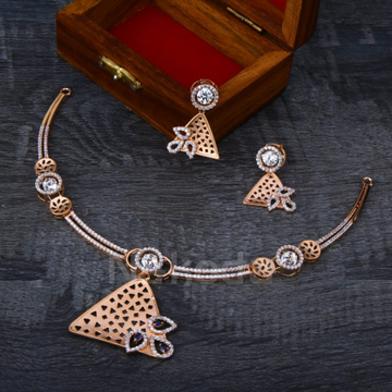 18KT Rose Gold Hallmark Stylish Ladies Necklace Se...