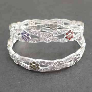 925 fancy micro flower stone silver bangles by 