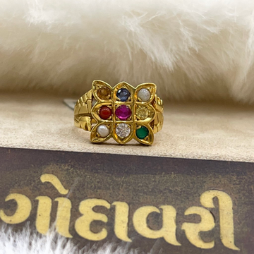 916 /22k gold men's Navagrah ring by Shree Godavari Gold Palace