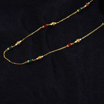 Ladies 916 Gold Colourful Stone Moti Delicate Mala...