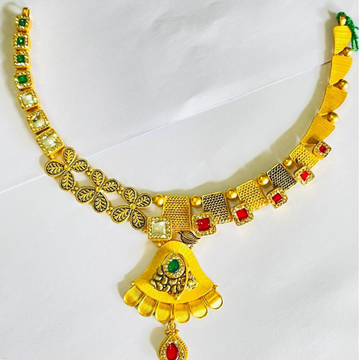 916 Gold Antique Jadtar Necklace Set by 