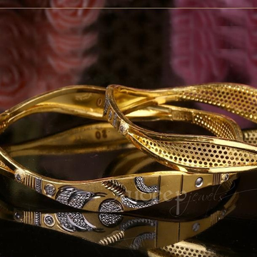 Gold elegant bangles by Saideep Jewels