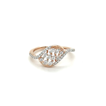 Shimmering Diamond Leaves Ring with 14k Rose Gold...