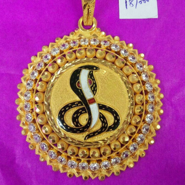 22kt Gold Goga Maharaj Fancy Mina pendal by Saurabh Aricutting