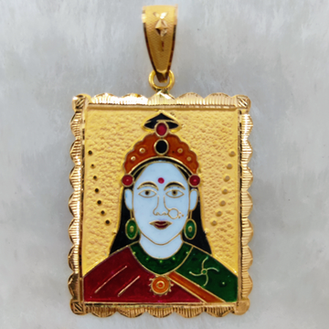 916 Gold Chehar Maa Minakari Pendant