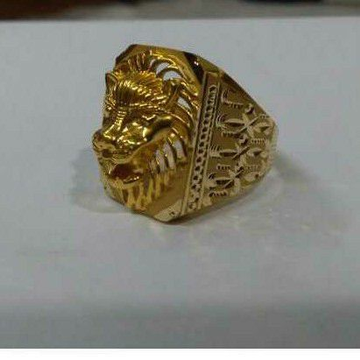 916 Gold Rajwadi Lion Design Gents Ring