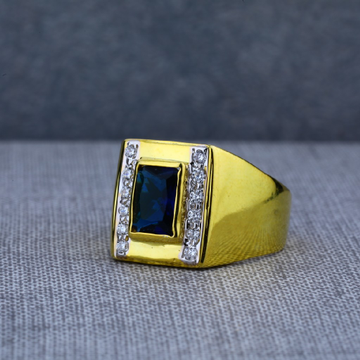 Mens 22ct Blue Stone Solitaire Gold Ring-MSR38