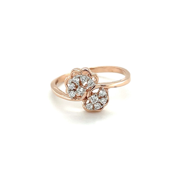 Spiral Rose Gold Ring With Floral Diamond Cluster...