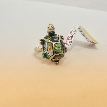 925 Tortoise Solitaire Sterling Silver Ring For Ma... by Pratima Jewellers