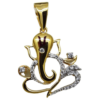 916 Gold CZ Om With Ganesh Design Pendants by 