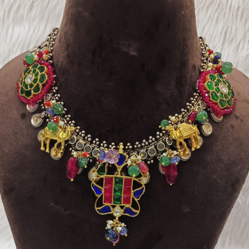 Designer Vintage Silver Nakhra Necklace