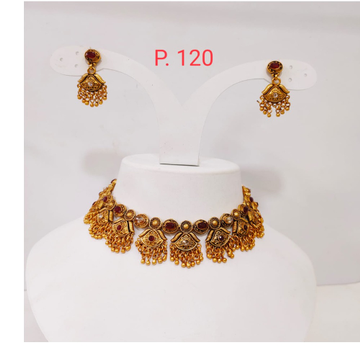 Choker gold plated with ruby stone necklace set 13...
