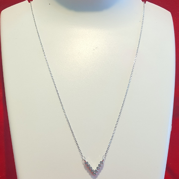 Simple v initial necklace with tiny cubic zirconia pendant chain by 