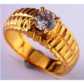 22kt gold close setting solitaire cz ring for men... by 