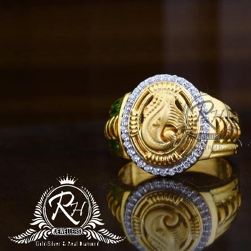 22 carat gold ganpati gents rings RH-GR835