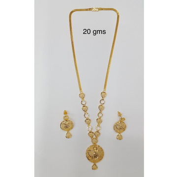 22KT Gold Light Weight Long Necklace Set by 