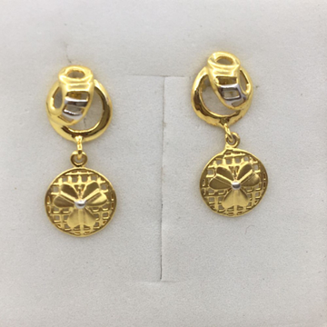 18k Yellow Gold Plain Design Earrings by 