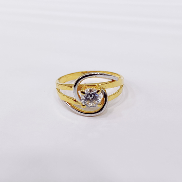 Yellow Gold Elite Single Stone CZ Ring by 
