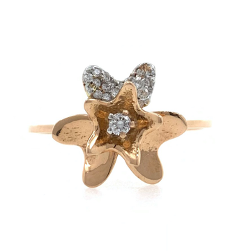 18kt / 750 Rose gold Star Flower Diamond Ladies Ri...