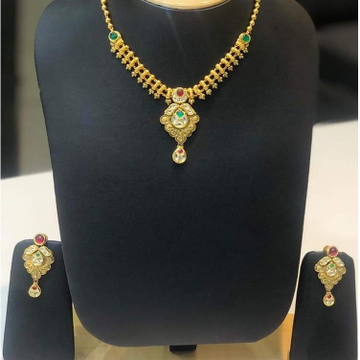 22KT Gold Light Weight Stylish Necklace Set  by 