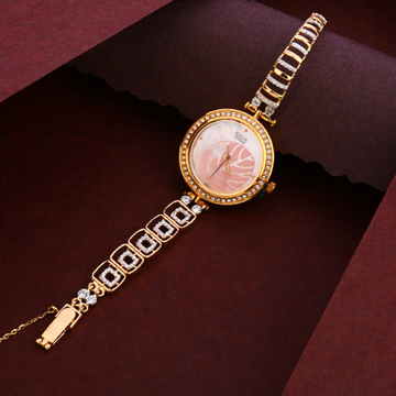 750 Cz Rose Gold Hallmark Designer Women's Watch R...