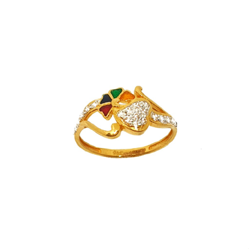 22K Gold Heart Shaped Meenakari Ring - LRG0288