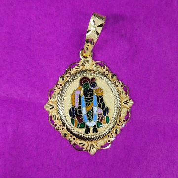 916 Gold Flower Shape Dwarkadhish Mina Pendant by Saurabh Aricutting