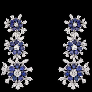Diamonds and Blue Sapphires Earrings JSJ0163