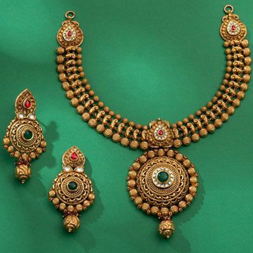 22KT / 916 Gold antique Bridle necklace set for La... by 