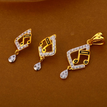 22KT Gold CZ Classic Ladies Pendant Set FPS276