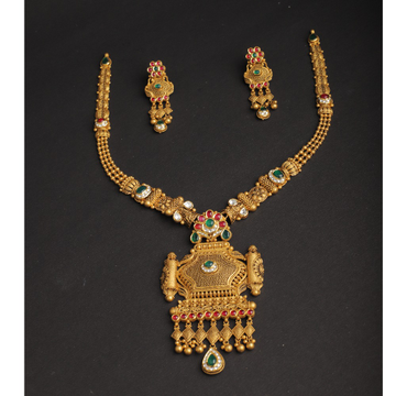 916 Gold Jadtar necklace Set For Bridal PJ-13 by Pratima Jewellers