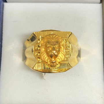 916 Gold Lion Face Design Gents Ring by 