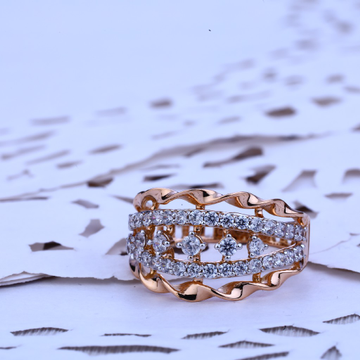 Ladies Designer Rose Gold Cz Ring-RLR186