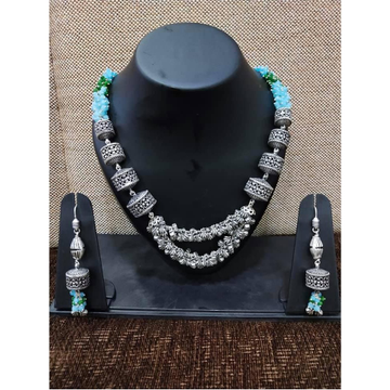 925 Silver Oxidized Traditional Necklace Set VJ-N0... by 