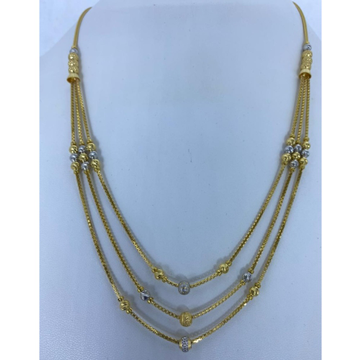 916 Gold Stylish 3 Layer Dokiya Chain by Mallinath Chain