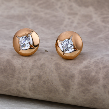 Ladies 18K Rose Gold Round Earring -RE12