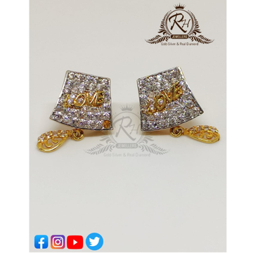 22 carat gold love earrings daimond butti RH-ER205