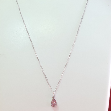 Silver 92.5 Pink Diamond Chain Pendant by 