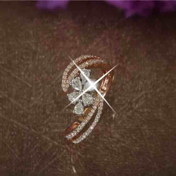 18KT Rose Gold Flower Design Real Diamond Ring by 