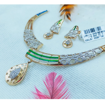 Blue-green love fancy 18 kt rose gold necklace set