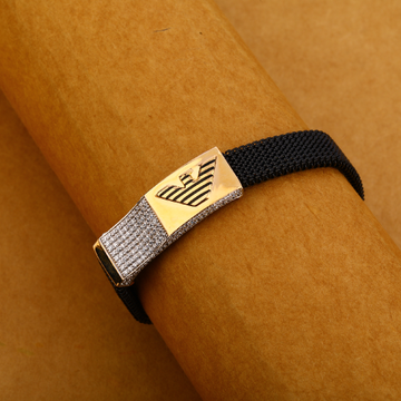 18CT Rose Gold Gorgeous Leather Mens Bracelet MLB3...