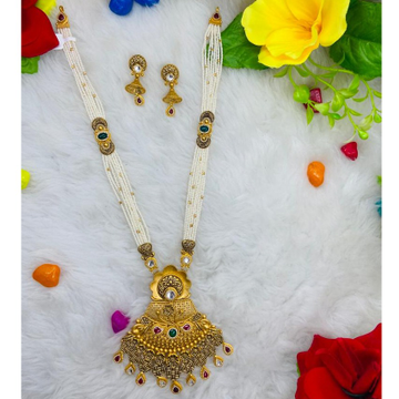 916 Gold Antique Necklace Set by Ranka Jewellers