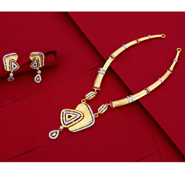 916 CZ Gold  stylish Hallmark Necklace Set LN28