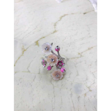 92.5 Sterling Silver Colorful Flower Ring by 