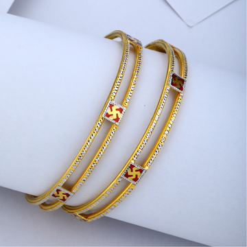 22kt gold swastik design copper kadli bangle