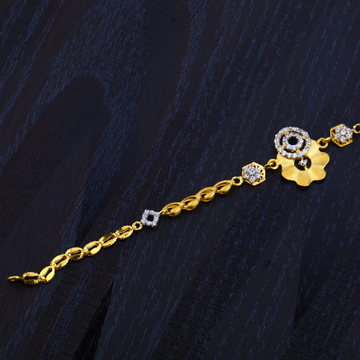 Ladies 916 Cz Diamond Gold Bracelet-LB74