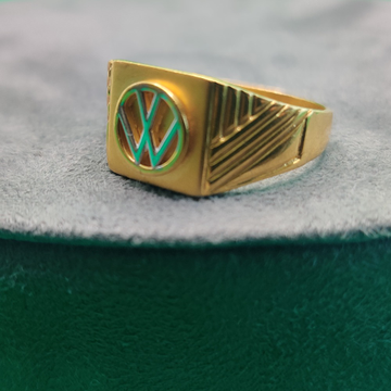 Plain Gold With Logo Design Ring by 