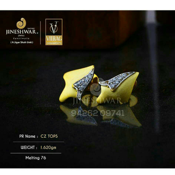 18kt Plain Gold Cz Fancy Tops ATG -0594