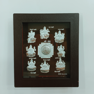 Asthlaxmi with shree yantra 999 silver frame by Ghunghru Jewellers
