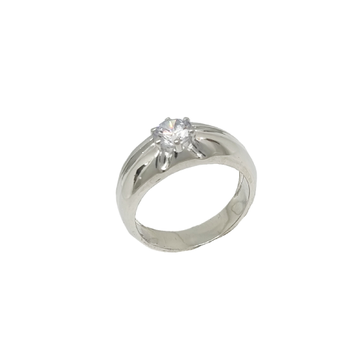 Designer One Diamond Gents Ring In 925 Sterling Si...